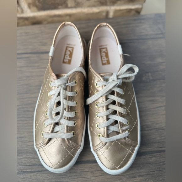 KEDS KICKSTART SNEAKERS - QUILTED METALLIC Gold Size 6.5 - Picture 7 of 9